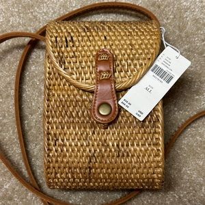 Anthropologie Bali Crossbody Woven Rattan Purse